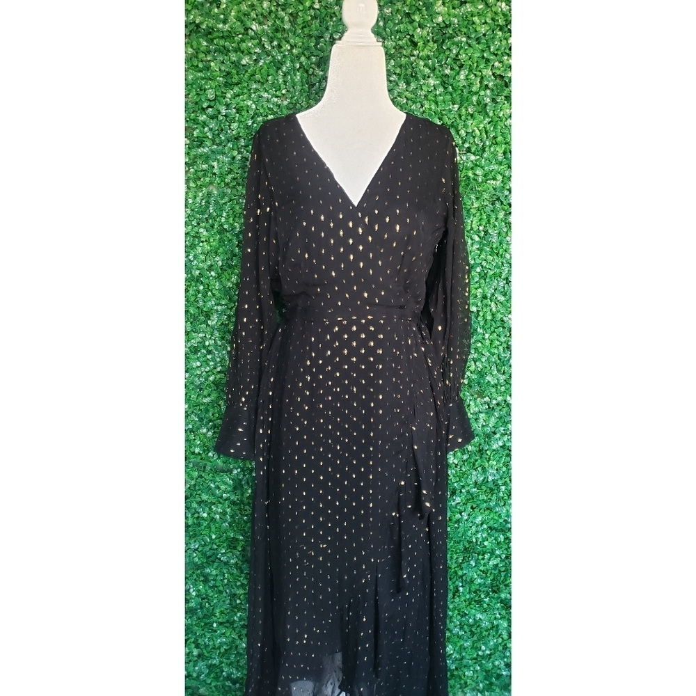 50. J.Crew Ruffle-hem Lurex® chiffon wrap dress - Picture 7 of 10